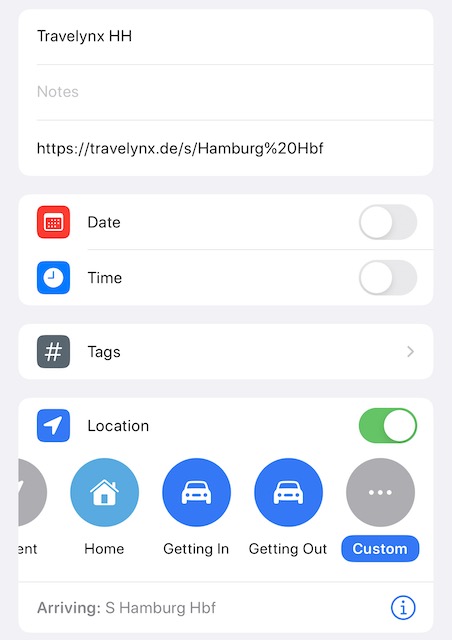 Screenshot der Erinnerung in der Reminder App von iOS